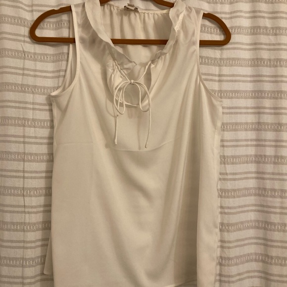 J. Crew white ruffle neck top - Picture 1 of 2